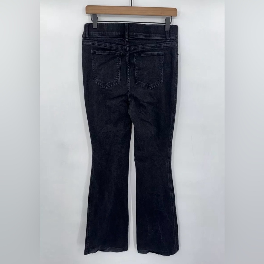 Spanx Women's High-Rise Flare Jeans Size Large Faded Black Pull On Stretch